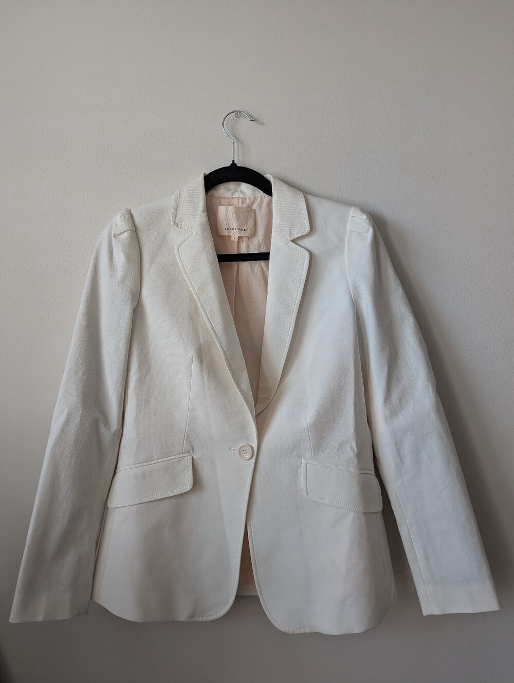 Rebecca Taylor Women's White Blazer Professional Business Pink Liner 4